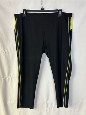 Xersion Black Capris with Yellow & Green Piping